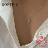 Genuine 925 Sterling Silver Zircon Key Pendant Necklace Mini Clavicle Chain