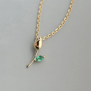 925 Silver Zircon Rose Flower Pendant Choker Necklace