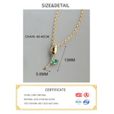 925 Silver Zircon Rose Flower Pendant Choker Necklace