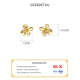 925 Silver 18K Flower Plant Stud Earrings Women's Jewelry