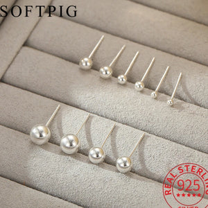925 Silver Bead Stud Earrings Minimalist Jewelry Geometric Accessories