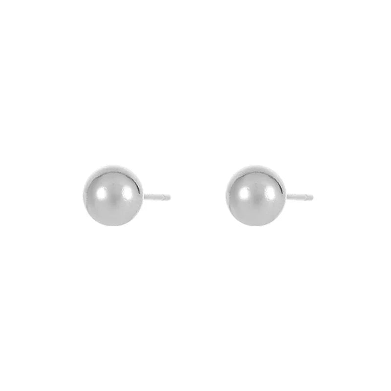 925 Silver Bead Stud Earrings Minimalist Jewelry Geometric Accessories