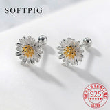 925 Silver 6/8mm Flower Stud Earrings Classic Fine Jewelry