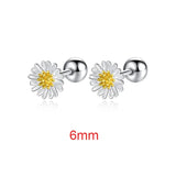 925 Silver 6/8mm Flower Stud Earrings Classic Fine Jewelry