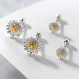925 Silver 6/8mm Flower Stud Earrings Classic Fine Jewelry
