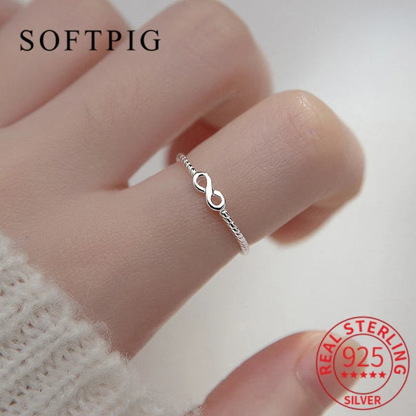 925 Sterling Silver Adjustable Ring Infinite Symbol Punk Fine Jewelry