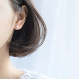 925 Sterling Silver Asymmetry Stud Earrings For Woman Party