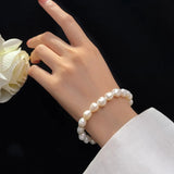 925 Silver Heart Pearl Double Chain Bracelet for Women