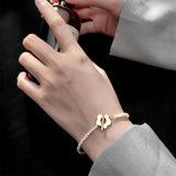 925 Silver Heart Pearl Double Chain Bracelet for Women