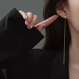 925 Silver Bead Square Tassel Drop Earrings Fine Jewelry Geometric Accessories