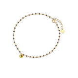925 Silver Bead Zircon Star Anklet Round Chain Party Fine Jewelry