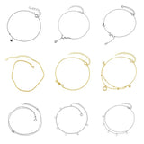 925 Silver Bead Zircon Star Anklet Round Chain Party Fine Jewelry
