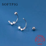 925 Silver Zircon Star Stud Earrings Hiphop Jewelry