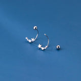 925 Silver Zircon Star Stud Earrings Hiphop Jewelry