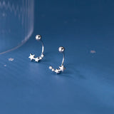 925 Silver Zircon Star Stud Earrings Hiphop Jewelry