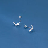 925 Silver Zircon Star Stud Earrings Hiphop Jewelry