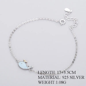 925 Silver Enamel Whale Bracelet Classic Fine Jewelry Summer
