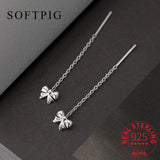 925 Silver Bowknot Tassel Stud Earrings for Women Jewelry