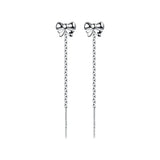 925 Silver Bowknot Tassel Stud Earrings for Women Jewelry