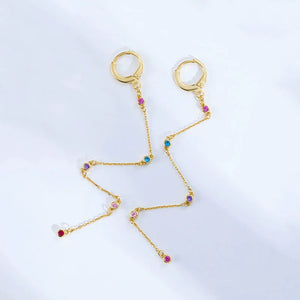 925 Silver Zircon Tassel Hoop Earrings Women