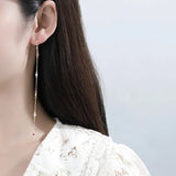 925 Silver Zircon Tassel Hoop Earrings Women