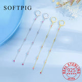 925 Silver Zircon Tassel Hoop Earrings Women