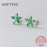 925 Silver Zircon Flower Stud Earrings Women Jewelry
