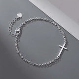 925 Sterling Silver Cross Chain Bracelet For Women Classic Fine Jewelry