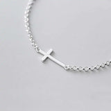 925 Sterling Silver Cross Chain Bracelet For Women Classic Fine Jewelry
