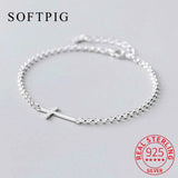 925 Sterling Silver Cross Chain Bracelet For Women Classic Fine Jewelry