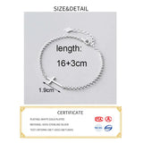 925 Sterling Silver Cross Chain Bracelet For Women Classic Fine Jewelry