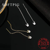 925 Sterling Silver Deer Tassel Zircon Stud Earrings Women Fine Jewelry