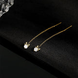 925 Sterling Silver Deer Tassel Zircon Stud Earrings Women Fine Jewelry