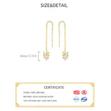 925 Sterling Silver Deer Tassel Zircon Stud Earrings Women Fine Jewelry