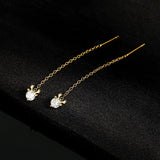 925 Sterling Silver Deer Tassel Zircon Stud Earrings Women Fine Jewelry