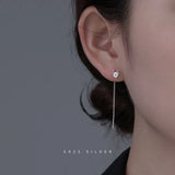 925 Sterling Silver Deer Tassel Zircon Stud Earrings Women Fine Jewelry