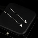 925 Sterling Silver Deer Tassel Zircon Stud Earrings Women Fine Jewelry