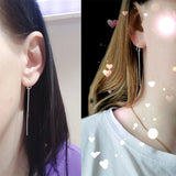 925 Silver Tassel Stick Bar Dangle Earrings