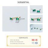 925 Sterling Silver Emerald Zircon Stud Earrings Classic Fine Jewelry