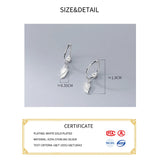 925 Silver Feather Hoop Earrings 14K for Women Party Jewelry Punk Accessory