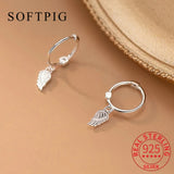 925 Silver Feather Hoop Earrings 14K for Women Party Jewelry Punk Accessory