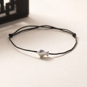 925 Silver Fish Red Rope Bracelet Women's Animal Jewelry