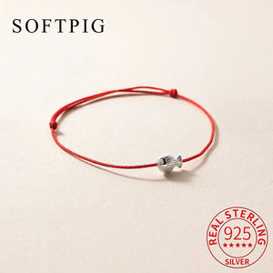 925 Silver Fish Red Rope Bracelet Women's Animal Jewelry