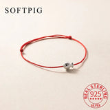 925 Silver Fish Red Rope Bracelet Women's Animal Jewelry