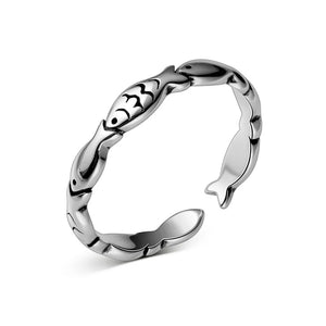 925 Silver Fish Stack Animal Ring For Women Fine Jewelry