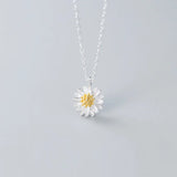 925 Sterling Silver Flower Pendant Choker Necklace for Women