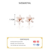925 Sterling Silver Flower Stud Earrings For Woman Party Plant Jewelry