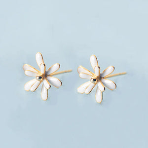 925 Sterling Silver Flower Stud Earrings For Woman Party Plant Jewelry