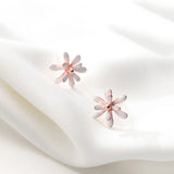 925 Sterling Silver Flower Stud Earrings For Woman Party Plant Jewelry