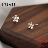 925 Silver Flower Stud Earrings Women Fine Jewelry